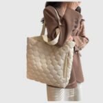 Oversized Nylon Puffer Tote Bag with Visible Sewing Thread - Image 10