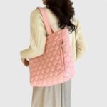 Oversized Nylon Puffer Tote Bag with Visible Sewing Thread - Image 12