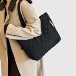 Oversized Nylon Puffer Tote Bag with Visible Sewing Thread - Image 13