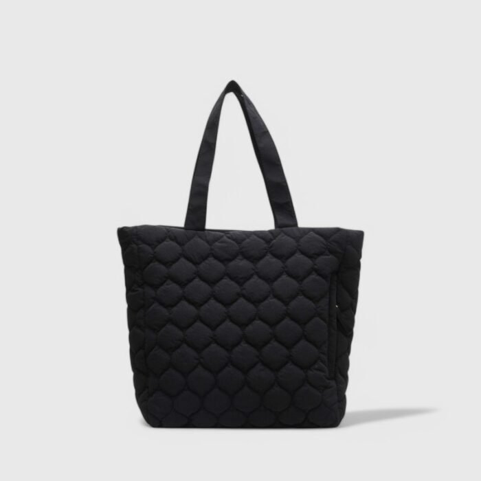 Oversized Nylon Puffer Tote Bag with Visible Sewing Thread - Image 5