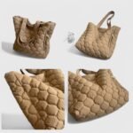 Oversized Nylon Puffer Tote Bag with Visible Sewing Thread - Image 9