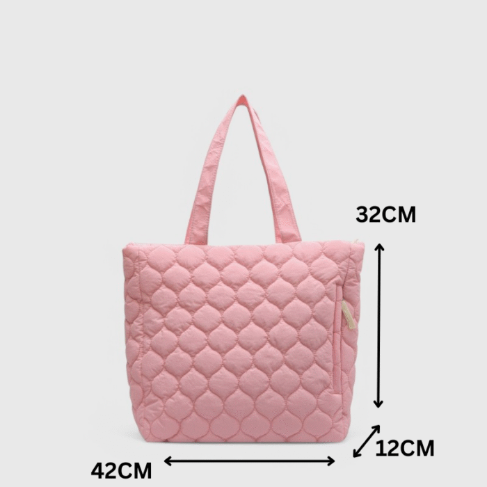 Oversized Nylon Puffer Tote Bag with Visible Sewing Thread - Image 7