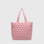 Oversized Nylon Puffer Tote Bag with Visible Sewing Thread - Image 3