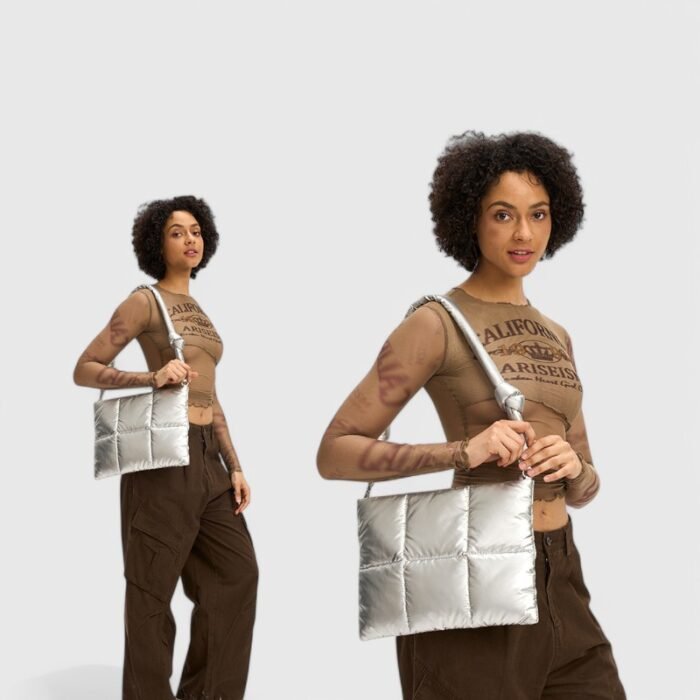 Unisex Nylon Laptop Puffer Tote Bag with Fresh and Sweet Style - Image 5