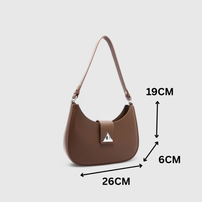 Modern Oval Fancy Shoulder Bag with Curved Lock - Image 9