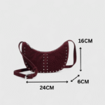 Mini Rivet Saddle Suede Shoulder Bag - Image 3