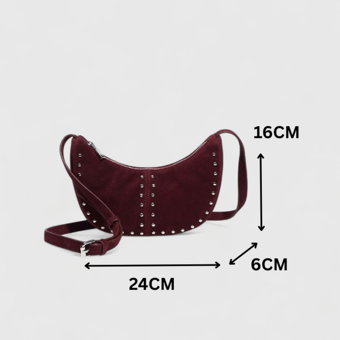Mini Rivet Saddle Suede Shoulder Bag - Image 3