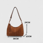Contrast Stitch PU Suede Shoulder Bag with Trendy Cross-Border Style - Image 5