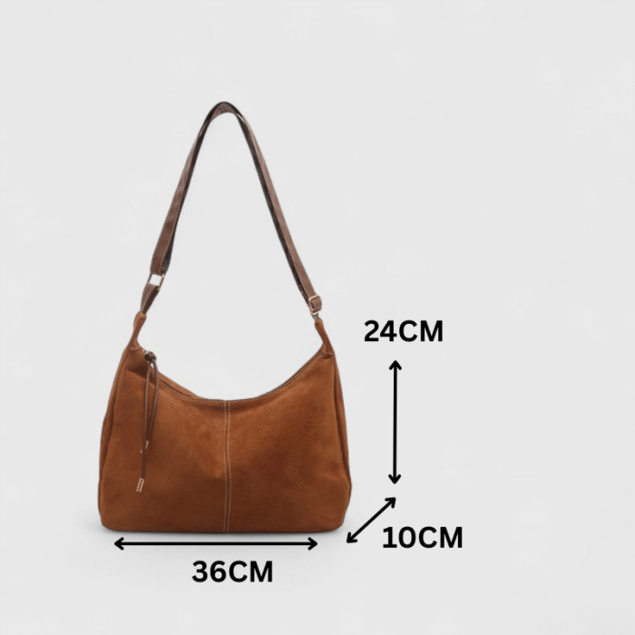 Contrast Stitch PU Suede Shoulder Bag with Trendy Cross-Border Style - Image 5