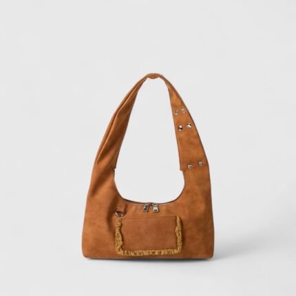 Spring Plush Suede Shoulder Bag with Plush Texture