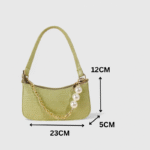 Crocodile Texture Fancy Shoulder Bag with Chain Accent - Image 4