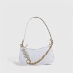Crocodile Texture Fancy Shoulder Bag with Chain Accent - Image 2