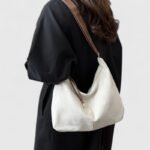 Contrast Stitch PU Suede Shoulder Bag with Trendy Cross-Border Style - Image 8