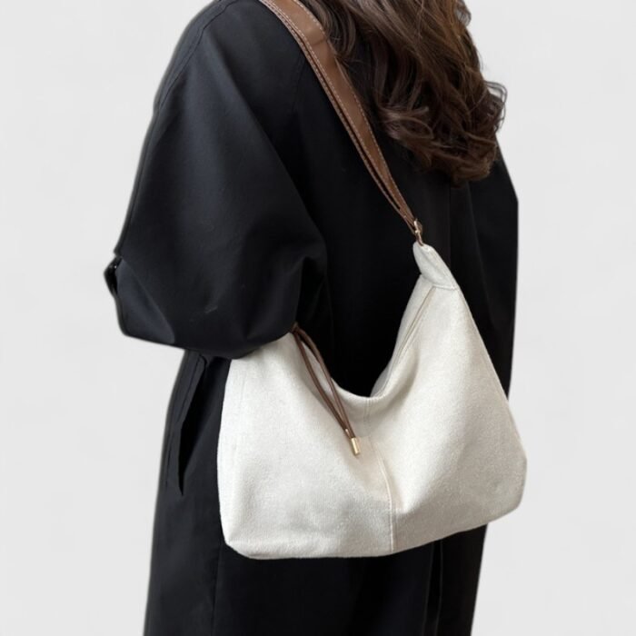 Contrast Stitch PU Suede Shoulder Bag with Trendy Cross-Border Style - Image 8