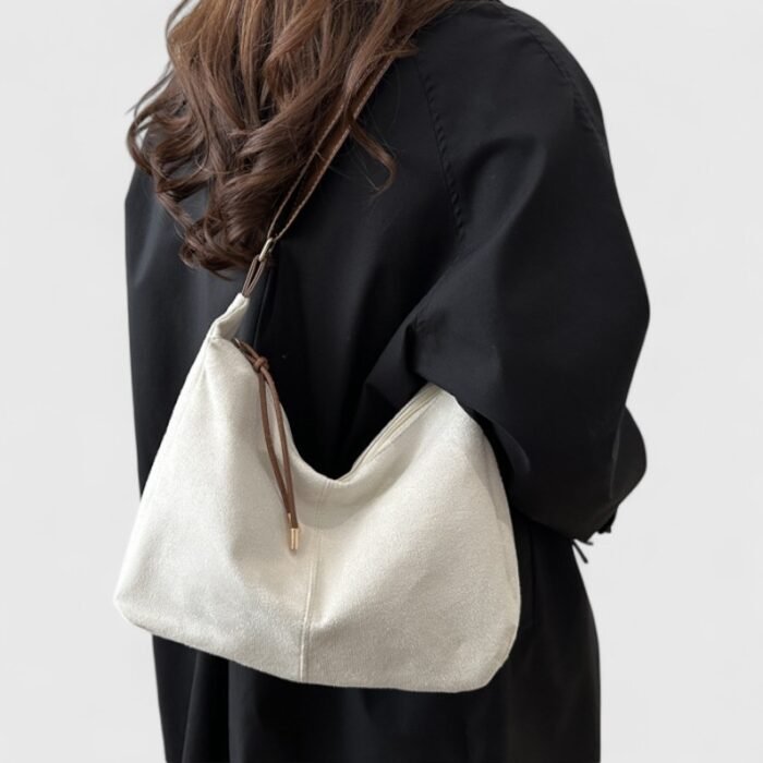 Contrast Stitch PU Suede Shoulder Bag with Trendy Cross-Border Style - Image 10