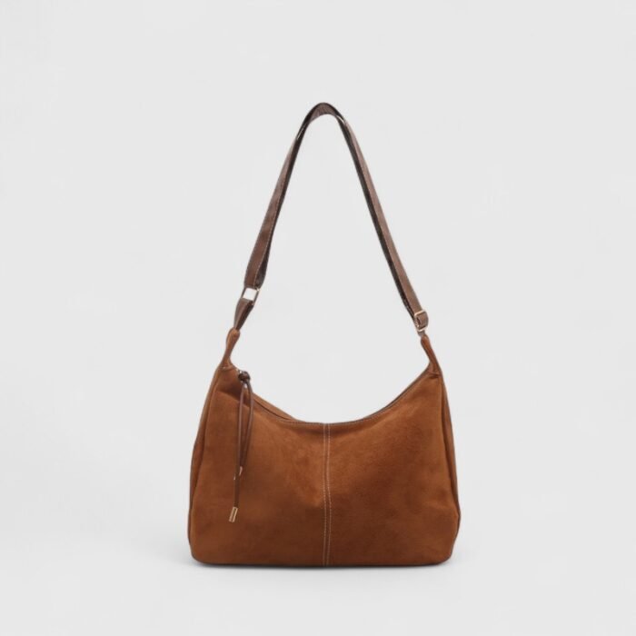 Contrast Stitch PU Suede Shoulder Bag with Trendy Cross-Border Style - Image 1