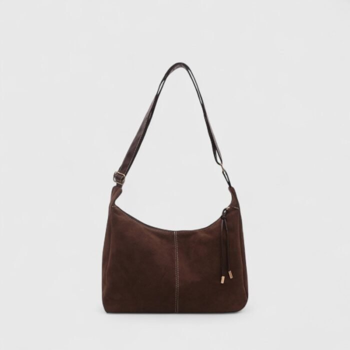 Contrast Stitch PU Suede Shoulder Bag with Trendy Cross-Border Style - Image 3