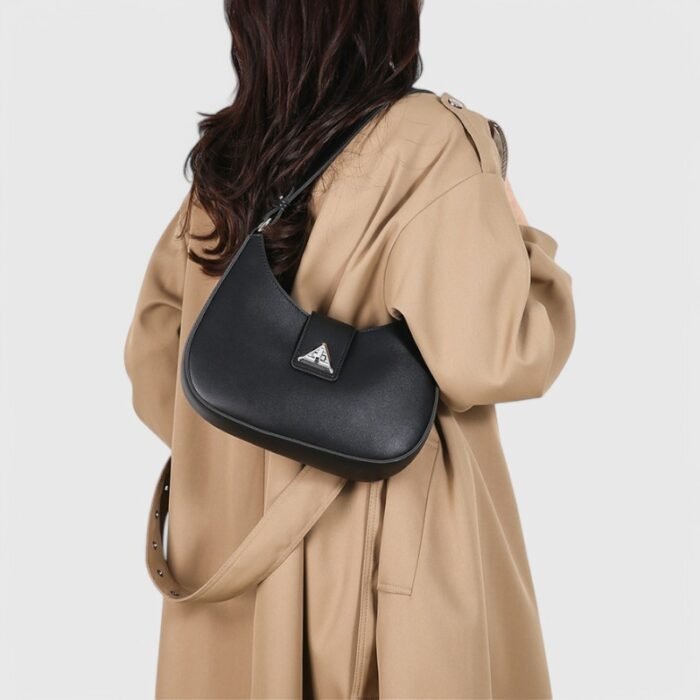 Modern Oval Fancy Shoulder Bag with Curved Lock - Image 21