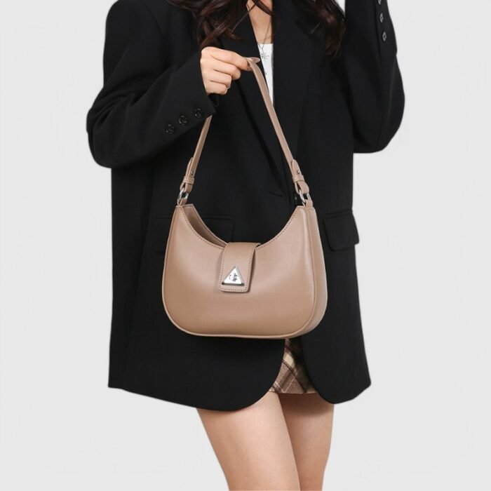 Modern Oval Fancy Shoulder Bag with Curved Lock - Image 22