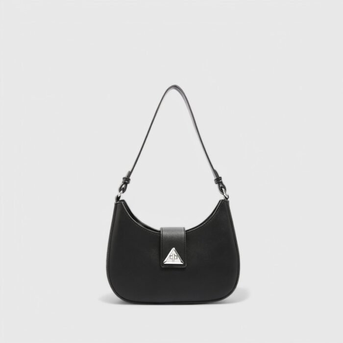 Modern Oval Fancy Shoulder Bag with Curved Lock - Image 3
