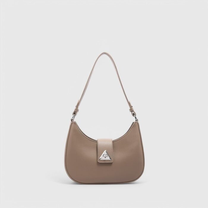 Modern Oval Fancy Shoulder Bag with Curved Lock - Image 4