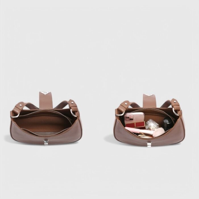 Modern Oval Fancy Shoulder Bag with Curved Lock - Image 8