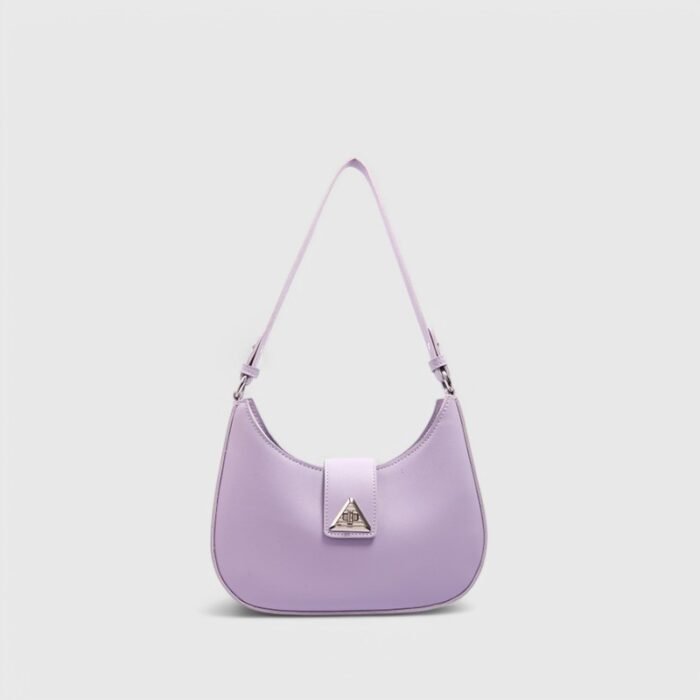Modern Oval Fancy Shoulder Bag with Curved Lock - Image 1