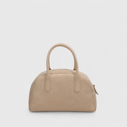Urban Bowling Suede Shoulder Bag with Secure Zipper Closure