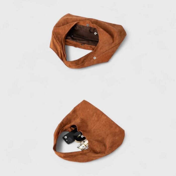 ChicFall Dumpling Suede Shoulder Bag With Magnetic Clasp - Image 9