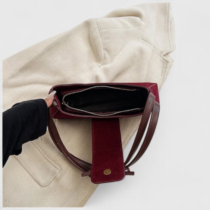 PU Leather Horizontal Suede Shoulder Bag with Cross-Border Trend - Image 7
