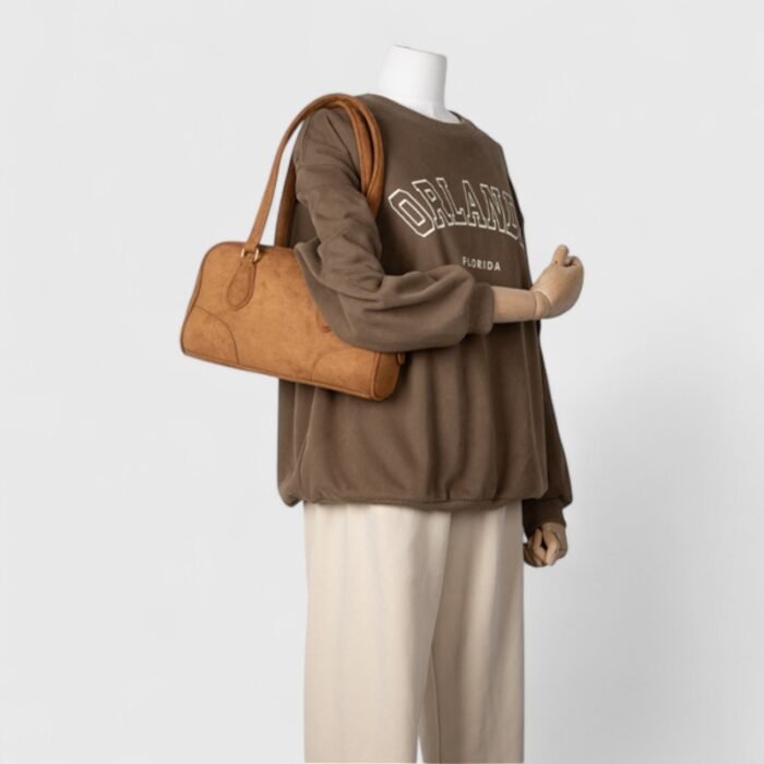 Elegant Retro PU Leather Suede Shoulder Bag – Stylish Work & Casual Tote - Image 14
