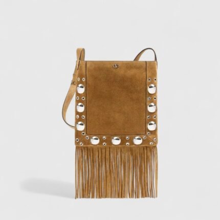 PU Messenger Suede Shoulder Bag with Rivets & Tassels