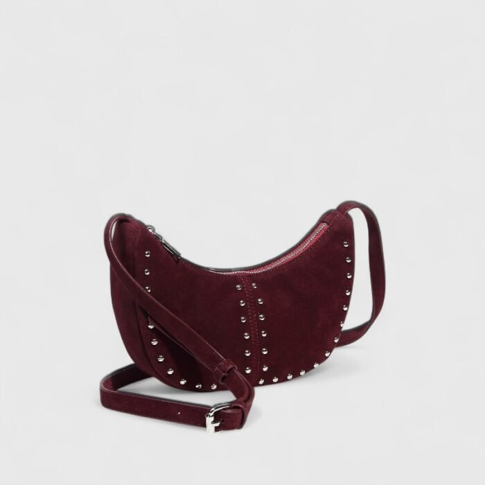Mini Rivet Saddle Suede Shoulder Bag - Image 4
