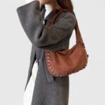 Deerskin Leather Suede Shoulder Bag with Magnetic Clasp - Image 22
