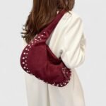 Deerskin Leather Suede Shoulder Bag with Magnetic Clasp - Image 19