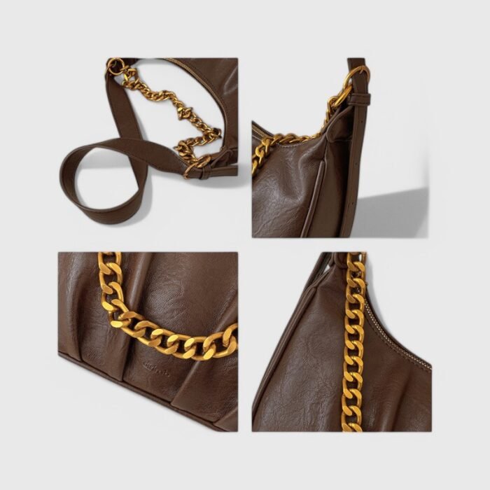 Casual Pleated Fancy Shoulder Bag with Edge & Dumpling Shape - Image 11