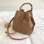 Semi-Circular Woven Purse Straw Crossbody Browen Bag