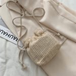 Street Style Woven Straw Crossbody white Bag