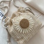 Street Style Woven Straw Crossbody white Bag