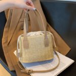 Street Style Straw Crossbody khaki Bag