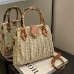 WovenEdge Bamboo Straw Crossbody Bag