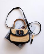 UrbanSaddle Straw Crossbody Bag Black