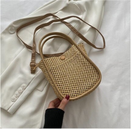 WovenEra Spring Straw Crossbody Bag Khaki