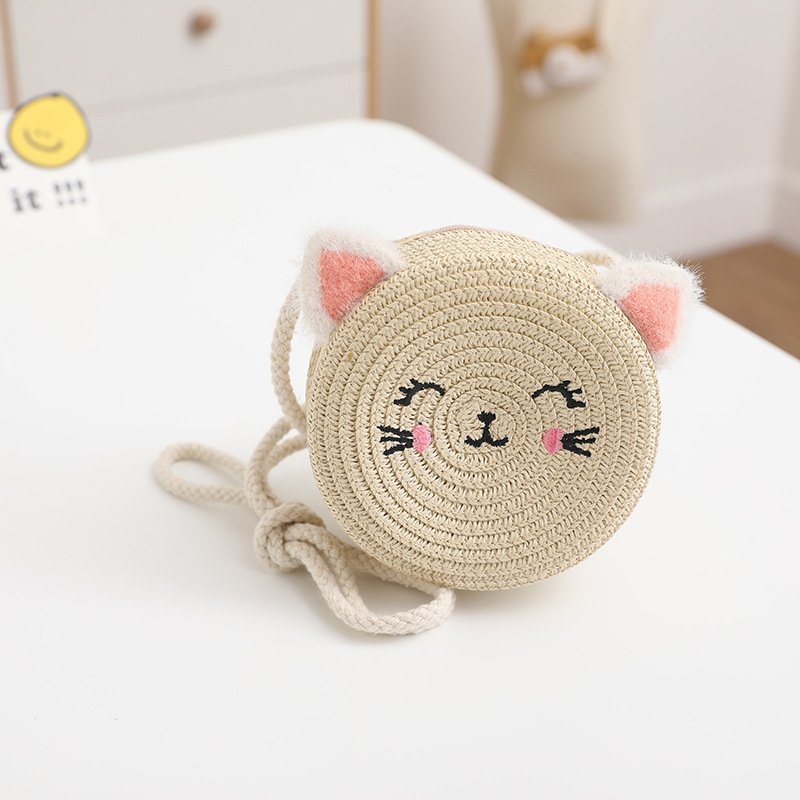 CatCharm Straw Crossbody Bag