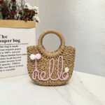 Minimalist Urban Tote Straw Crossbody khaki Bag