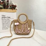 Minimalist Urban Tote Straw Crossbody khaki Bag