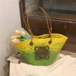 Makbolo Straw Crossbody Bag Yellow Green