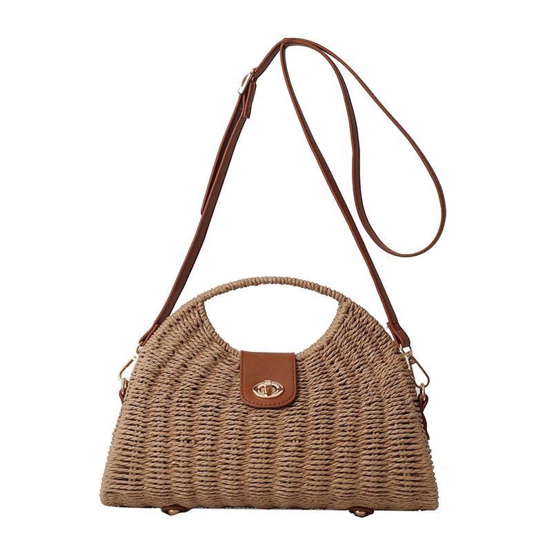 FlexSquare Straw Crossbody Bag Khaki