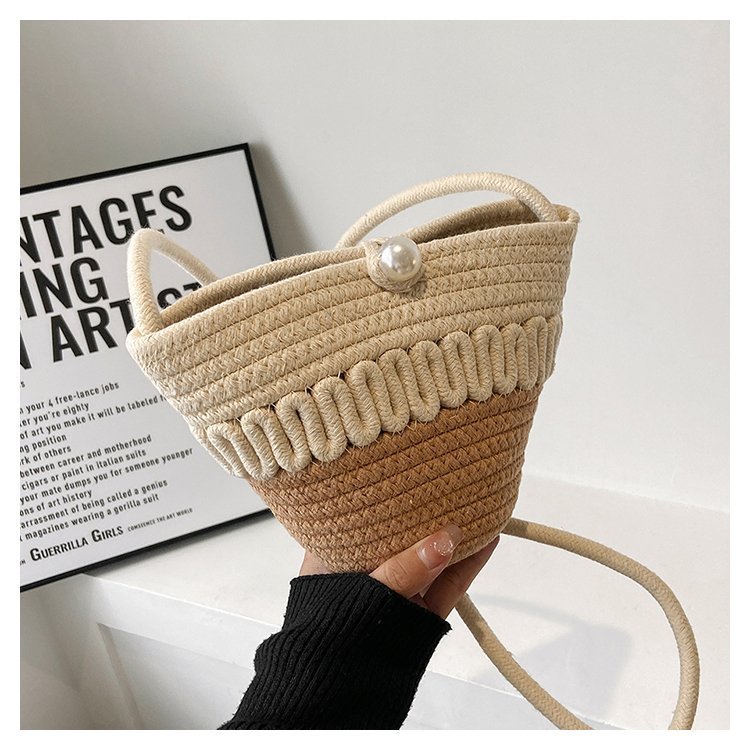 SpringNest Straw Crossbody Bag Beige and Khaki