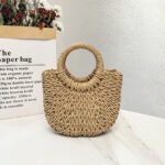 Minimalist Urban Tote Straw Crossbody khaki Bag